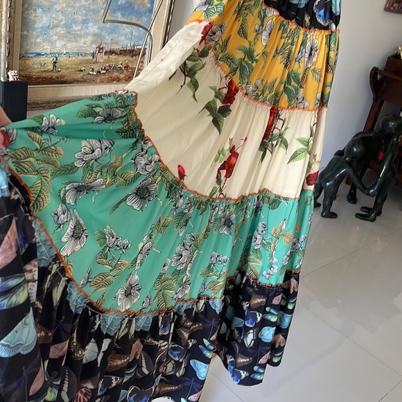 Fashion Nova Yellow/Green/Multi Color Lined Maxi Skirt - Picture 2 of 4